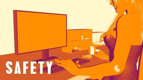 Safety Concept Course with Woman Looking at Computer